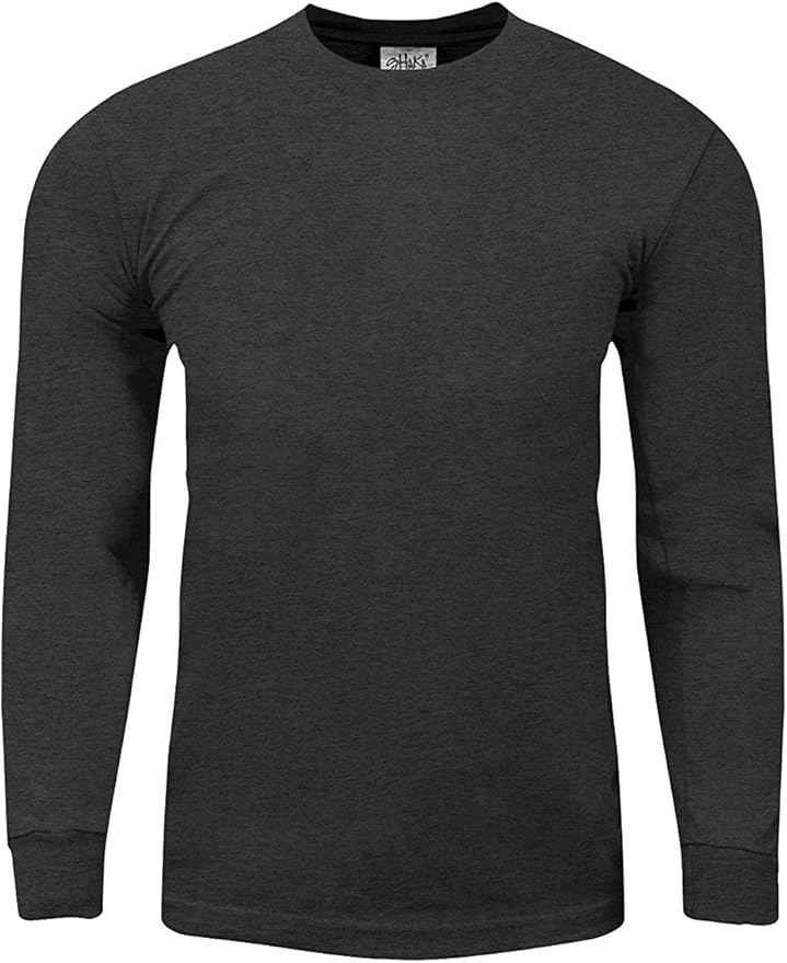 Shaka WearMen's Long Sleeve Heavyweight Cotton T Shirt –Max Heavy 7 Ounce Crew Neck Plain Tee Top Tshirts Regular