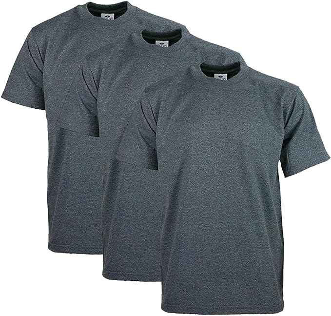 3 Pack Pro Club Men's Heavyweight Short Sleeve T-Charcoal Grey