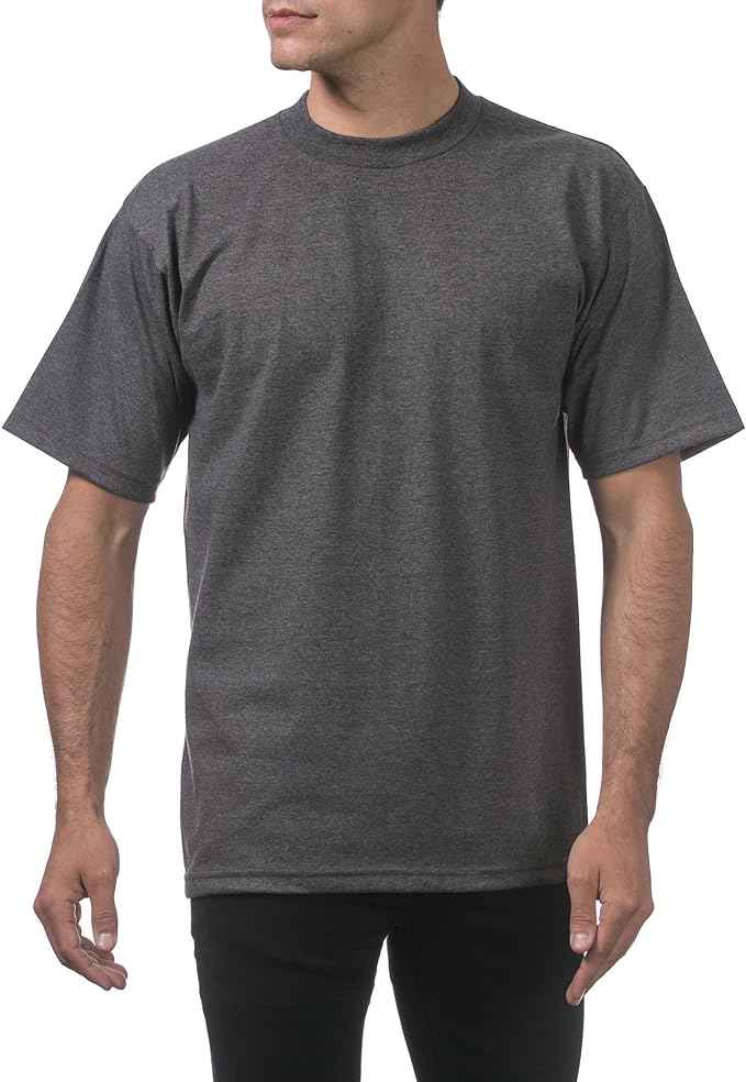 Pro Club Men's Heavyweight short Sleeve T-Shirt Charcoal Grey Classic Menswear