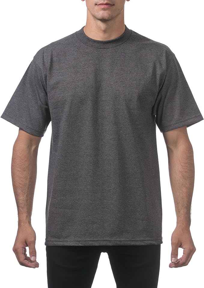 Pro Club Men's Heavyweight short Sleeve T-Shirt Charcoal Grey Classic Menswear