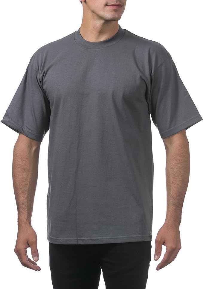 Pro Club Men's Heavyweight short Sleeve T-Shirt Charcoal Grey Classic Menswear