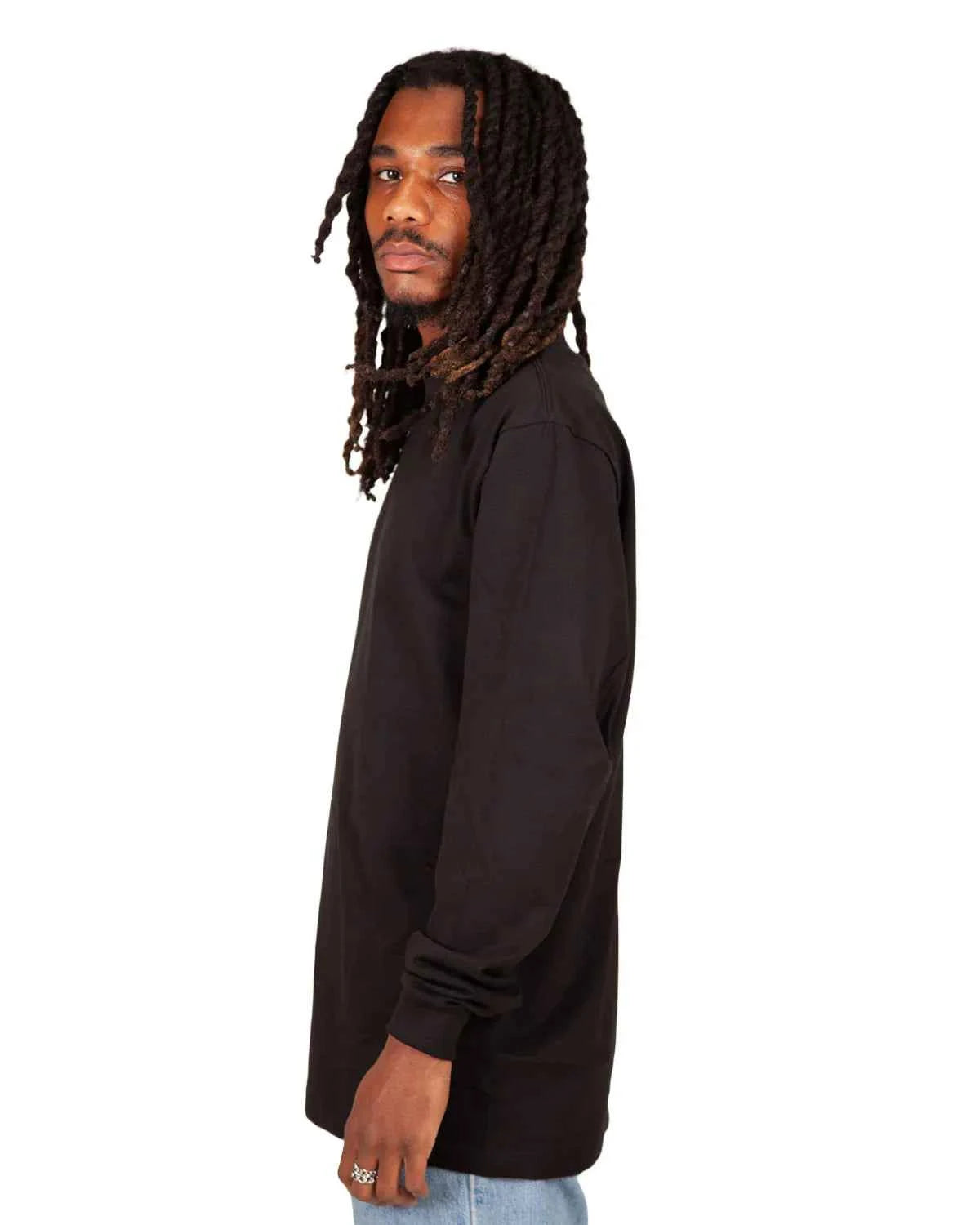 Shaka WearMen's Long Sleeve Heavyweight Cotton T Shirt –Max Heavy 7 Ounce Crew Neck Plain Tee Top Tshirts Regular