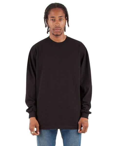 Shaka WearMen's Long Sleeve Heavyweight Cotton T Shirt –Max Heavy 7 Ounce Crew Neck Plain Tee Top Tshirts Regular