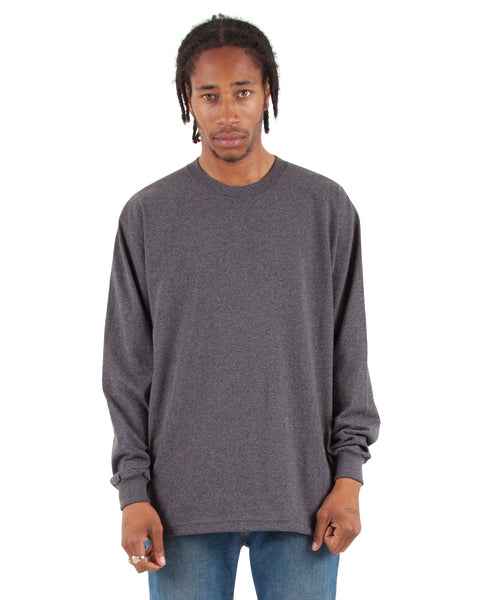 Shaka WearMen's Long Sleeve Heavyweight Cotton T Shirt –Max Heavy 7 Ounce Crew Neck Plain Tee Top Tshirts Regular