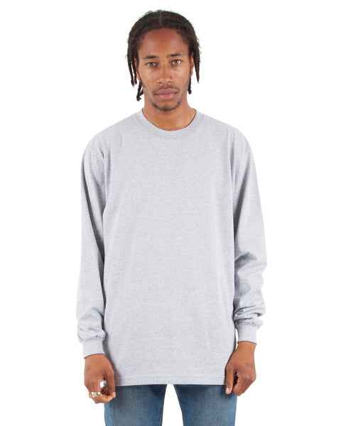 Shaka WearMen's Long Sleeve Heavyweight Cotton T Shirt –Max Heavy 7 Ounce Crew Neck Plain Tee Top Tshirts Regular