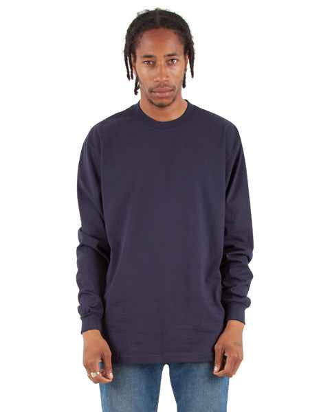 Shaka WearMen's Long Sleeve Heavyweight Cotton T Shirt –Max Heavy 7 Ounce Crew Neck Plain Tee Top Tshirts Regular