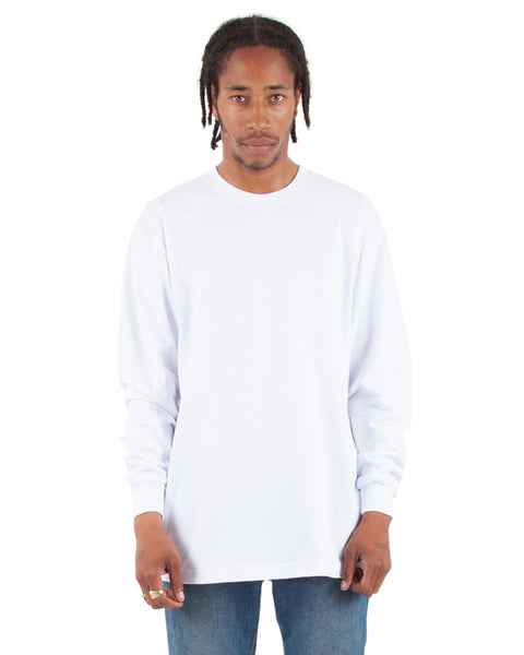 Shaka WearMen's Long Sleeve Heavyweight Cotton T Shirt –Max Heavy 7 Ounce Crew Neck Plain Tee Top Tshirts Regular
